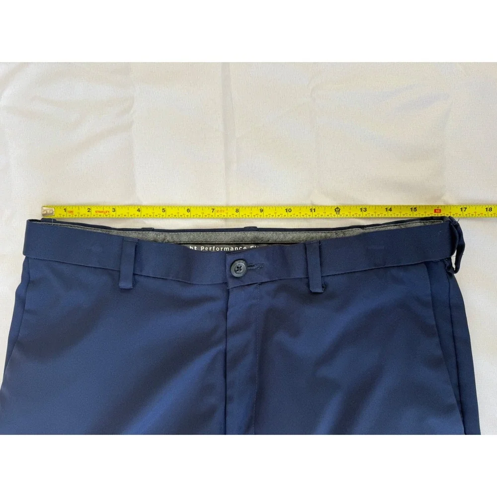 Haggar Mens Performance Dress Pants 34x30 Navy Blue Chino Trousers Work Preppy
